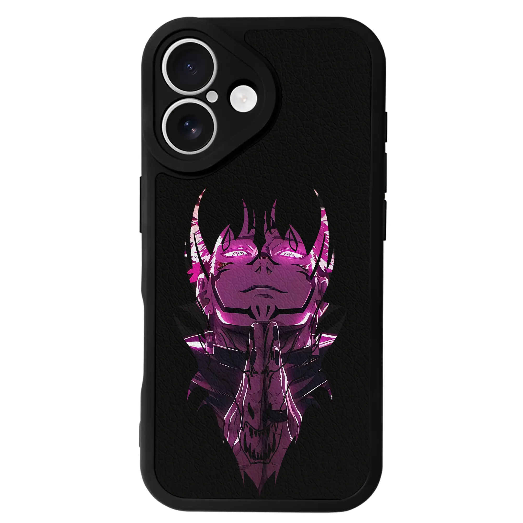 呪術廻戦 グッズ,両面宿儺 - IPhone 16シリーズ対応 ・ シリコンスマホケース ・ レザー調 ・ 高精度フィット ・ 耐衝撃 ・ ワイヤレス充電対応 ・ 精密カット